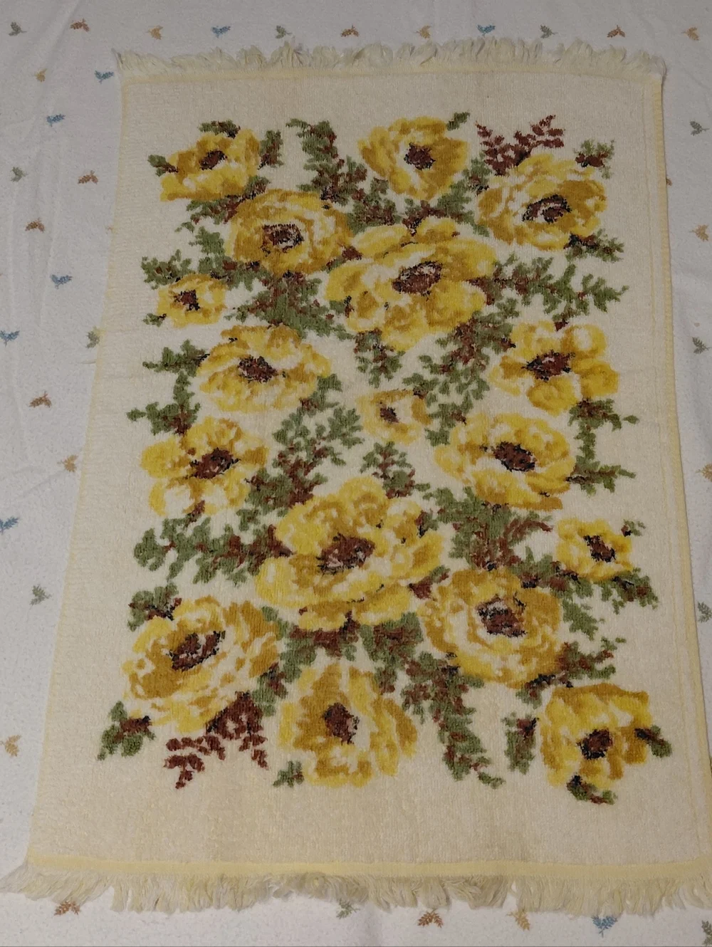 Yellow Floral Fringe Hand Towels - Set of 4